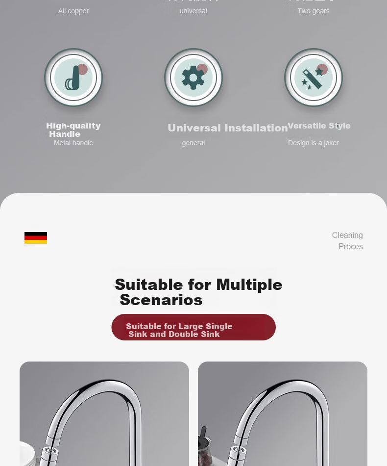 WUZORY [Germany] Kitchen Faucet Sink 360° Rotating Hot And Cold Dual Control Anti-Splash Faucet CFLT-GY2D 5