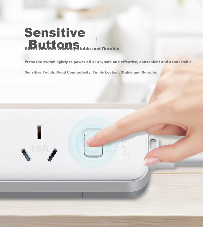 DELIXI 16A High-Power Air Conditioner Socket with 3C Certification, Power Strip with Switch/Power Bar/Extension Cord, 1 Master Switch, Total Length 0.8 Meters 6