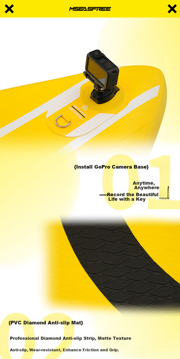 MSEASFREE Colorful Surf Paddleboard Fishing Yoga SUP Upgraded Colorful Yellow 4