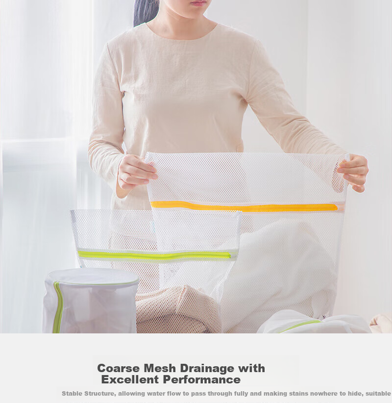 CHAHUA Laundry Bags, Underwear Washing Bags, Bra Cleaning Mesh Bags, 50*60cm, Pack of 3, Anti-Tangling And Wear-Resistant 4