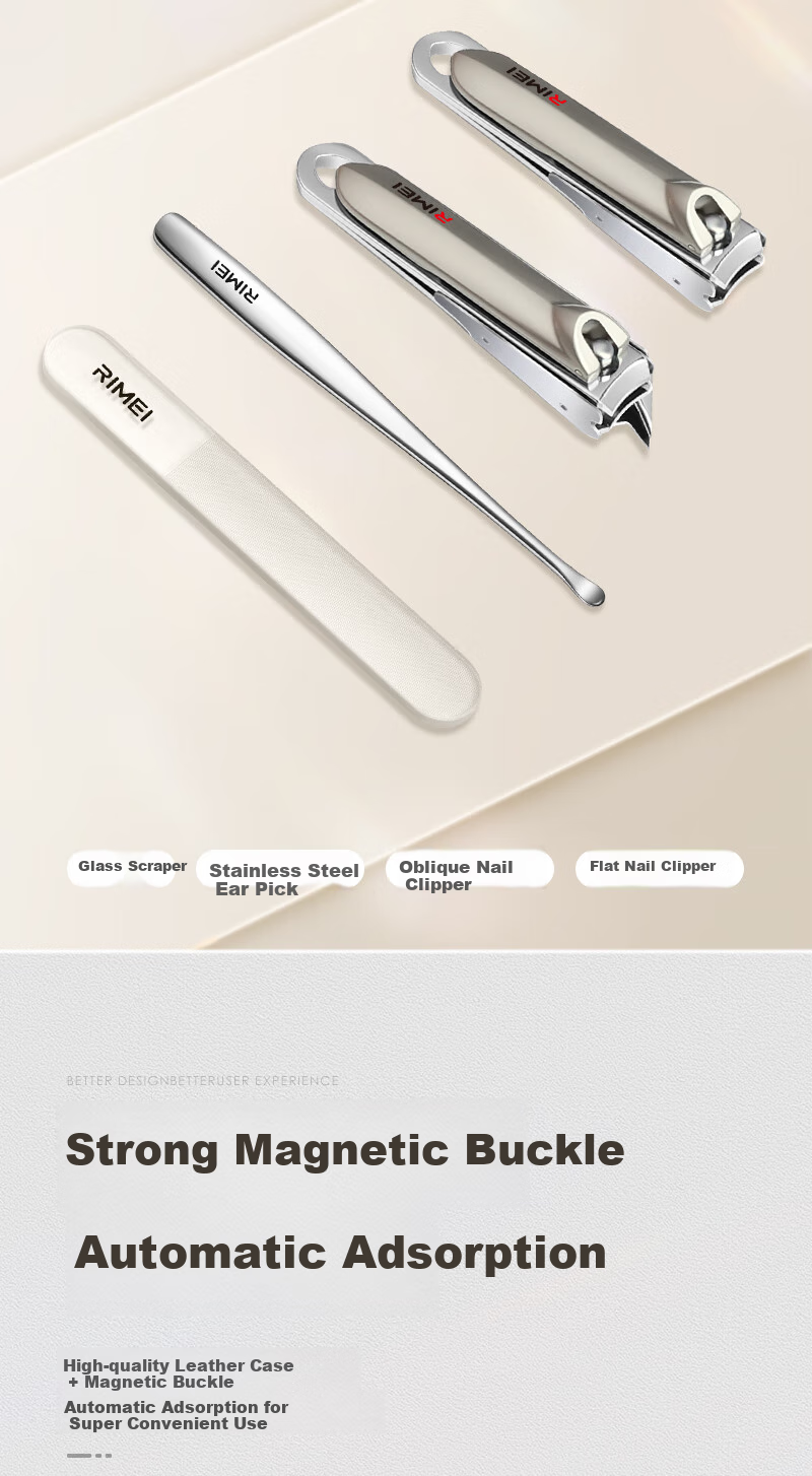Jindarimei Nail Clipper Set, Complete Four-Piece Kit, Anti-Splash Nail Clippers, Large Nail Scissors, Manicure Tools, Diagonal Nail File 5