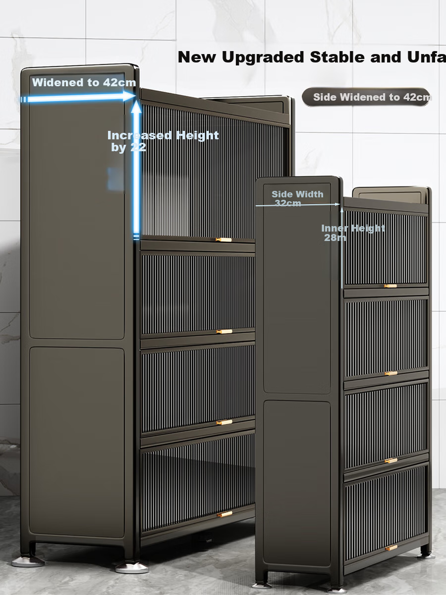 Jiabangshou Kitchen Utensil Storage Rack, Floor-Standing Multi-Layer Storage Cabinet, Microwave Oven Storage Cabinet, Multifunctional Storage Cabinet, 5 Layers, 80cm 7