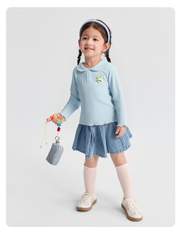 BALABALA BalaOne Children's T-Shirt, Girls' Undershirt, 2025 Autumn Collection, Baby Long-Sleeve Top, Sweet Style, 208325100012 12