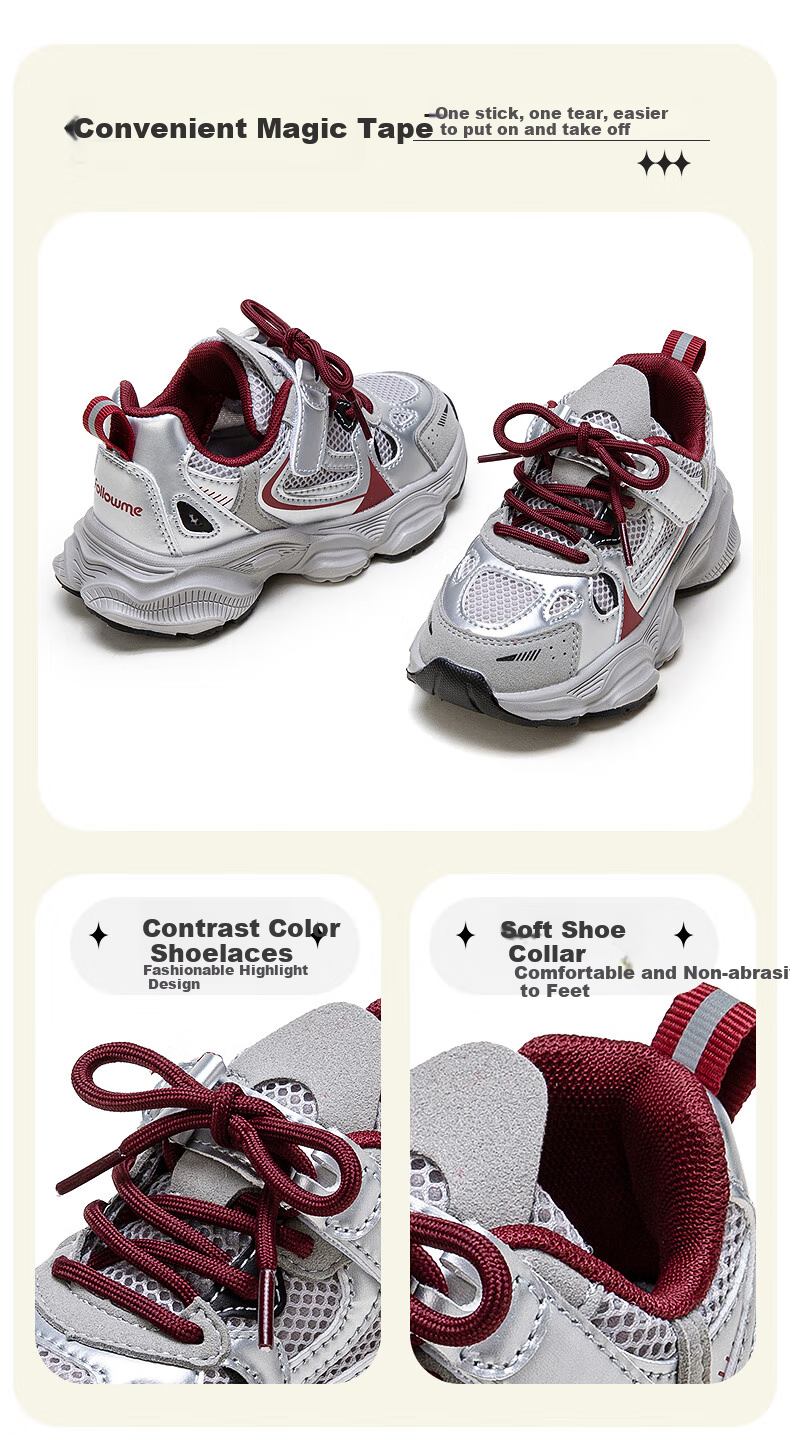 Fulomi Girls' Sports Shoes Summer Mesh Breathable Casual Non-slip Dad Sneakers Silver Purple (Summer Edition) Size 32 2