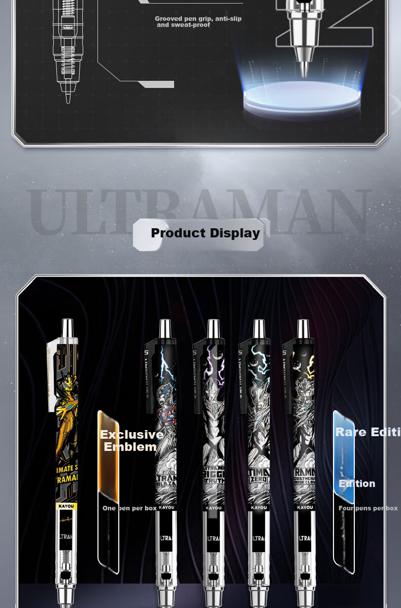 Kayou Ultraman Mechanical Pencil, 1 Pack, Light And Shadow Version, Sero, Retractable, Non-Breaking, 0.5mm, for Elementary School Students, 2B Grade, Exam-Specific, Official Stationery, Birthday Gift 14