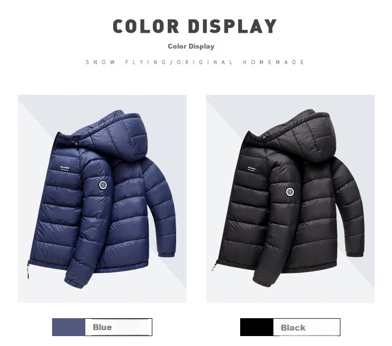 SNOWFLYING 90% Down Lightweight Hooded Jacket for Men And Women, Fashionable Casual Autumn And Winter Warm Couple Outerwear for Men 180 6