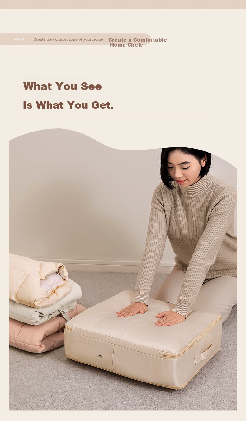 Bangnimeijia Compressed Storage Bag for Down Jackets, Clothes, Quilts, Moving And Packing, Oatmeal Color, Large Size 9