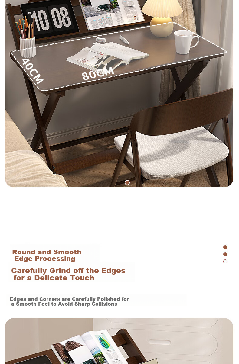 Yuanjing Desk, Study Table for Home Use, Adjustable Folding Computer Desk, Writing Desk, Small Apartment Office Desk, 80*40 7