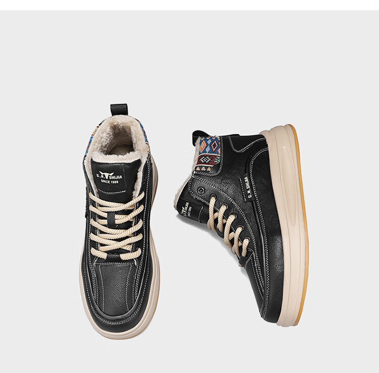 Bull Family Martin Boots Men 2025 Winter New Plush Warm High-Top Sneakers Versatile Cotton Shoes Men's Outdoor Casual Shoes 17