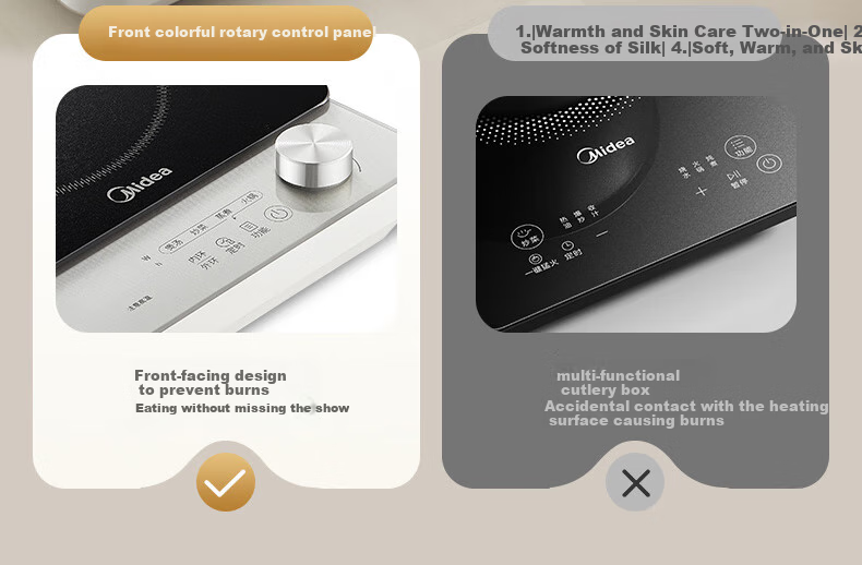 Midea Electromagnetic Cooker, Ceramic Cooktop, Battery Stove, 2200W High Power, Intense Heat, Tea Brewing, Water Boiling, Stir-Frying, Hot Pot, Electric Stove, Tea Maker, Dual Ring Temperature Control, Suitable for All Cookware, HW22E02 9