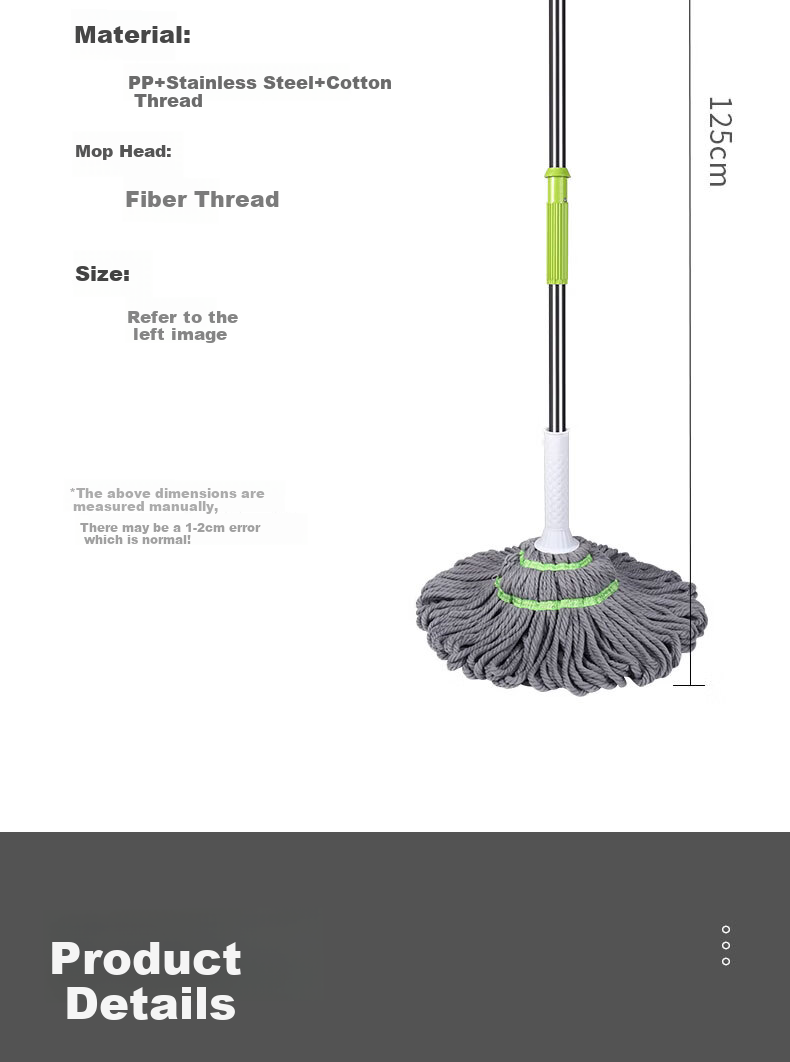 Aoyida Self-Wringing Mop with Water Reservoir, Rotating Cloth Strip, Household All-In Mop, Lazy Person's Floor Mop, Traditional Large Mop Cloth 13