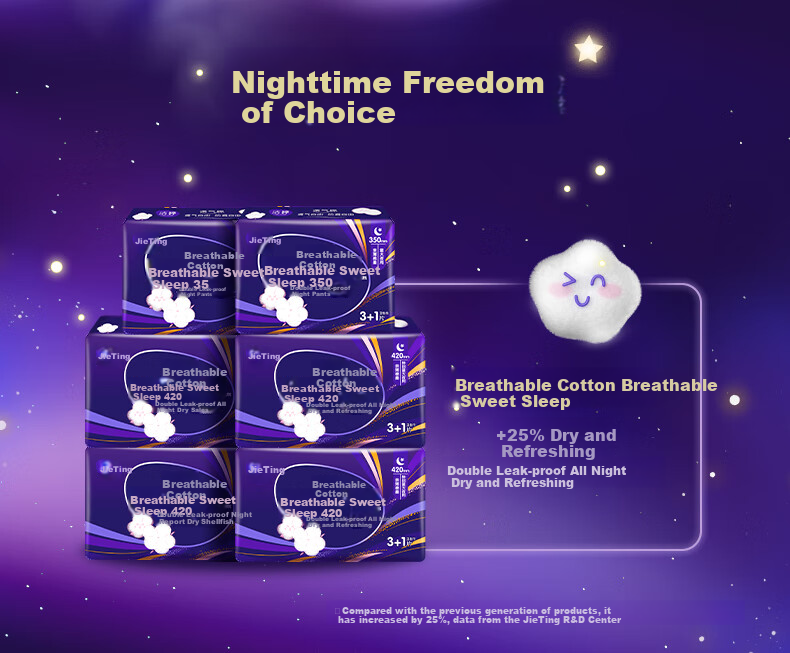 Jieting Breathable Sweet Sleep Night Sanitary Napkins, 350mm, 40 Pieces, Shen Yue's Choice, Menstrual Pads, Sold by JD, Leak-Proof 3