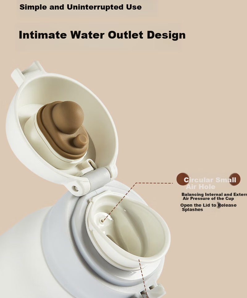 MINISO 316L Stainless Steel Insulated Water Bottle, High-Quality Straw Dual Drinking Cup for Men, Women, and Students, Ivory White, 345ml 6