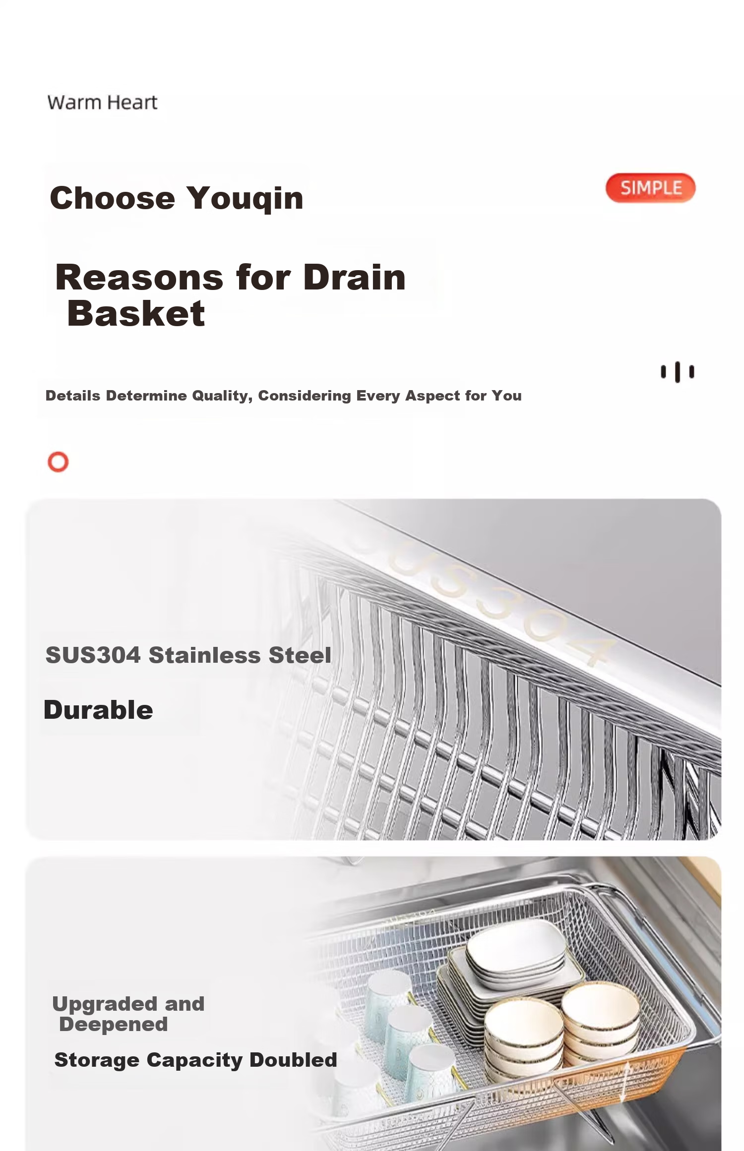 Jiadu 304 Stainless Steel Extendable Draining Basket, New Kitchen Sink Vegetable Washing Basin Dishwashing Sink Bowl And Plate Draining Rack 4
