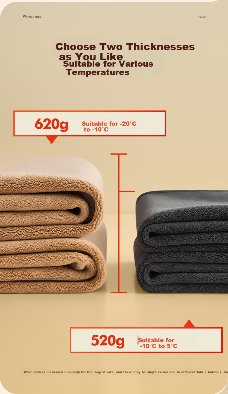 Hengyuanxiang [Winter Bestseller] Thermal Underwear for Men And Women, Wool-Lined Fleece-Lined Thickened Knee And Waist Protection Winter Cold-Resistant Base Layer Cotton Pants 7