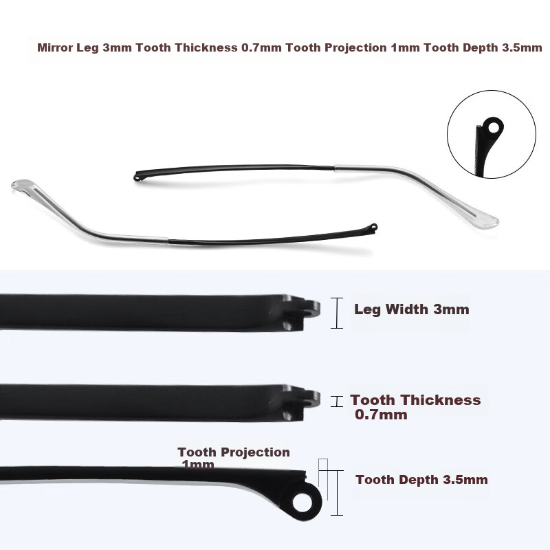 Sheniao Metal Glasses Temple Replacement, Eyeglass Temple Repair And Replacement Removal Universal Single-Tooth External Thread Transparent Foot Sleeve - Silver 2