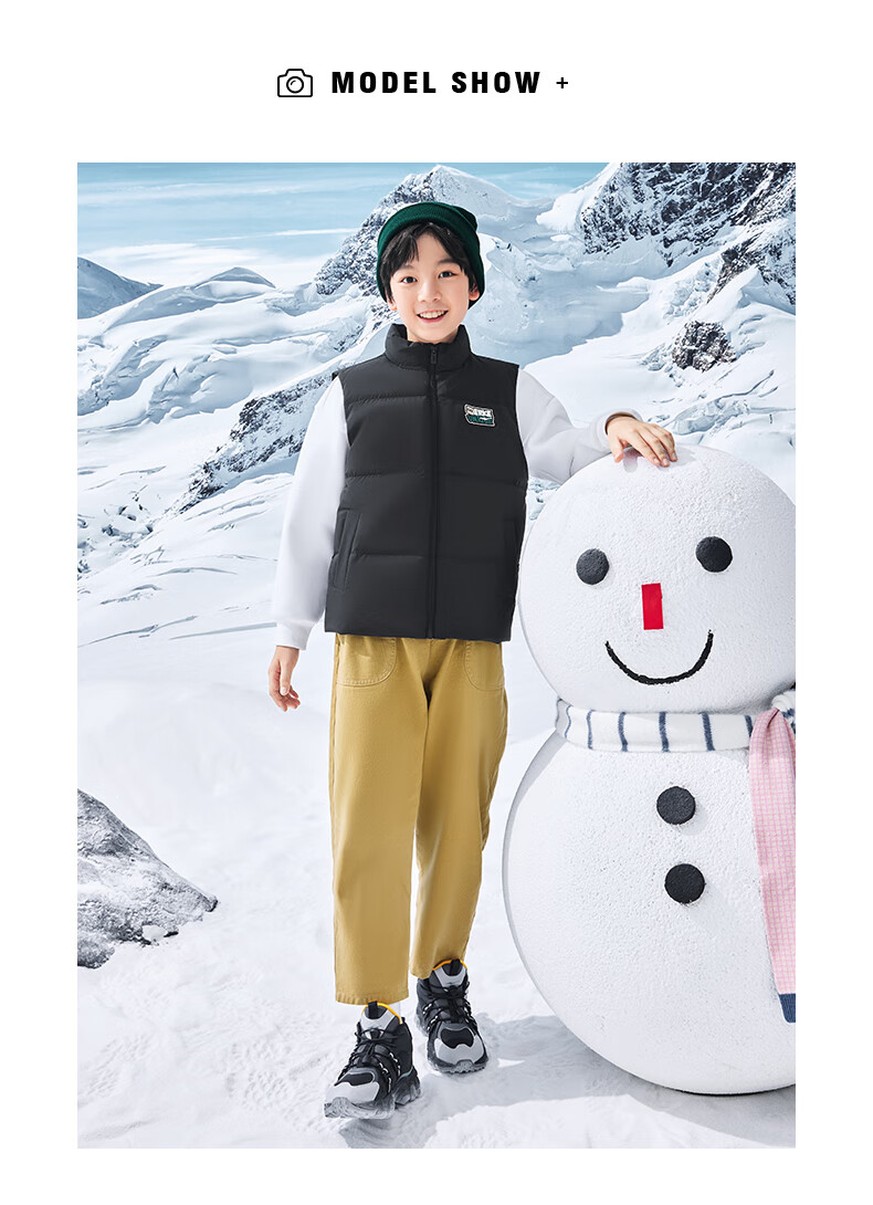 ERKE Kids Unisex Children's Winter Warm Sleeveless Waterproof Breathable Vest Jacket Black 170 14