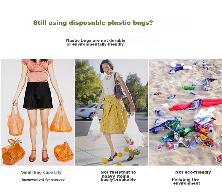 Banzheni Shopping Bag, Large Capacity, Foldable, Portable for Travel, Eco-Friendly, Grocery Bag, Thickened, Handheld, Waterproof Canvas Tote 1