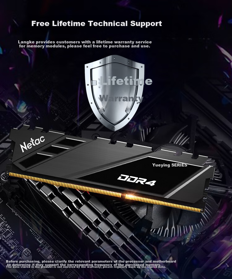 Netac 32GB (16GBx2) DDR4 3200 Desktop Memory Kit Yueying II Series Gaming Heat Spreader - Premium Chips (C16) White 8