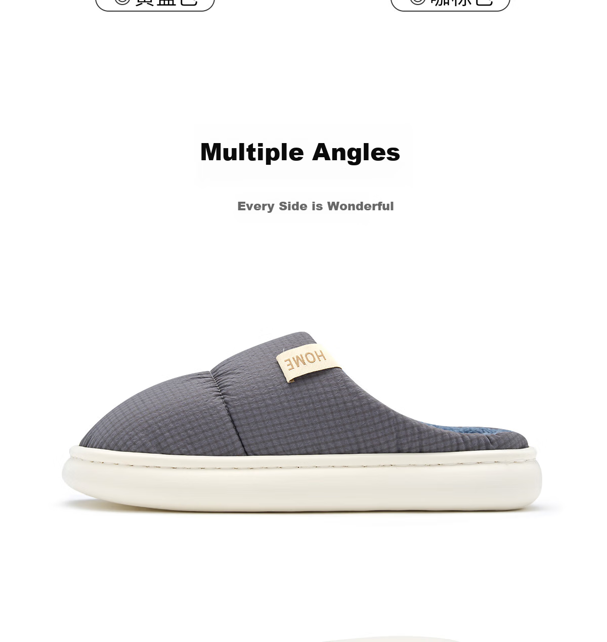 Grace Waterproof Cotton Slippers for Men, Autumn And Winter Indoor Home Use, Fleece-Lined Warm Non-Slip Thick-Soled Stepping-In Couple Cotton Slippers for Wome 20
