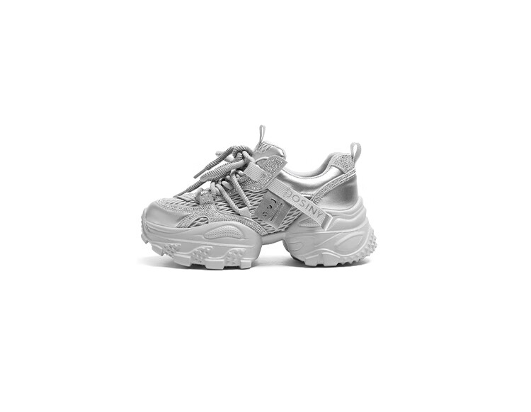 Zhuoshini Women's Thick Sole Dad Sneakers 2025 New Autumn Slimming Sports Casual Shoes Height Increasing Silver Size 39 9