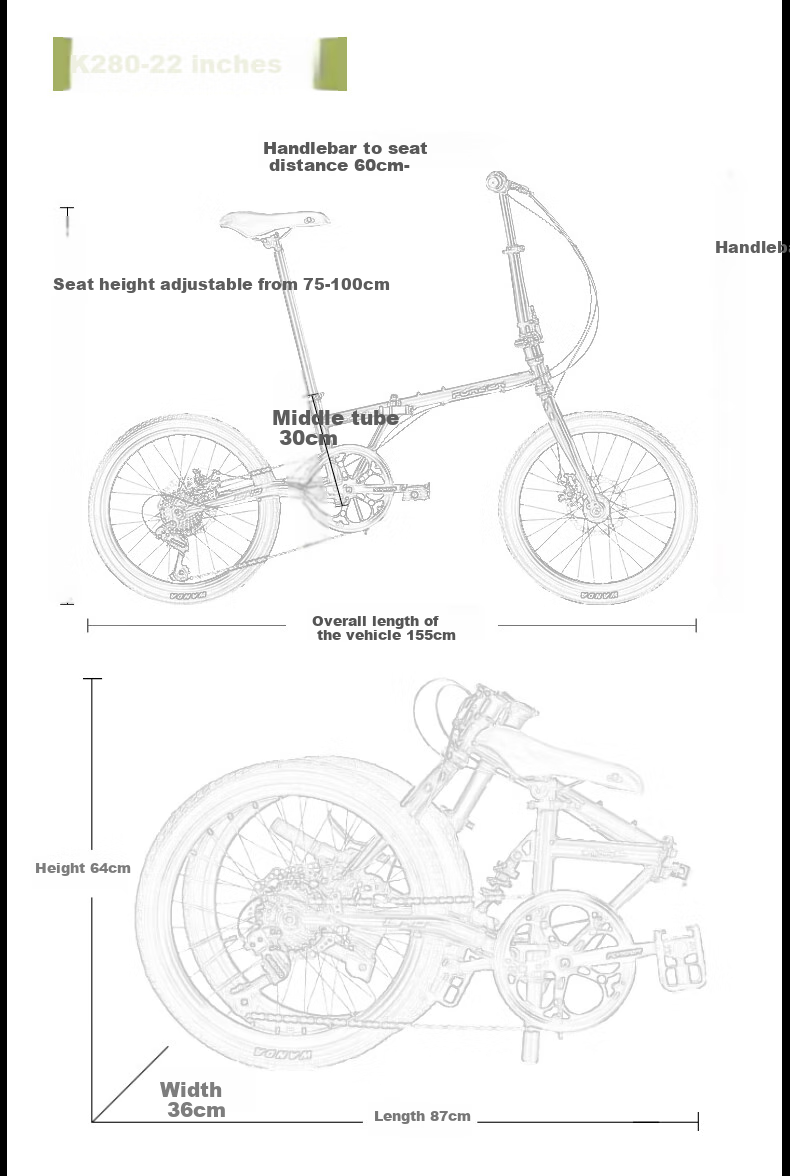 FOREVER Folding Soft Tail Shock-Absorbing Bicycle with 7-Speed, 22-Inch, for Men And Women, Adult City Scooter, Student Bike, Gree 9