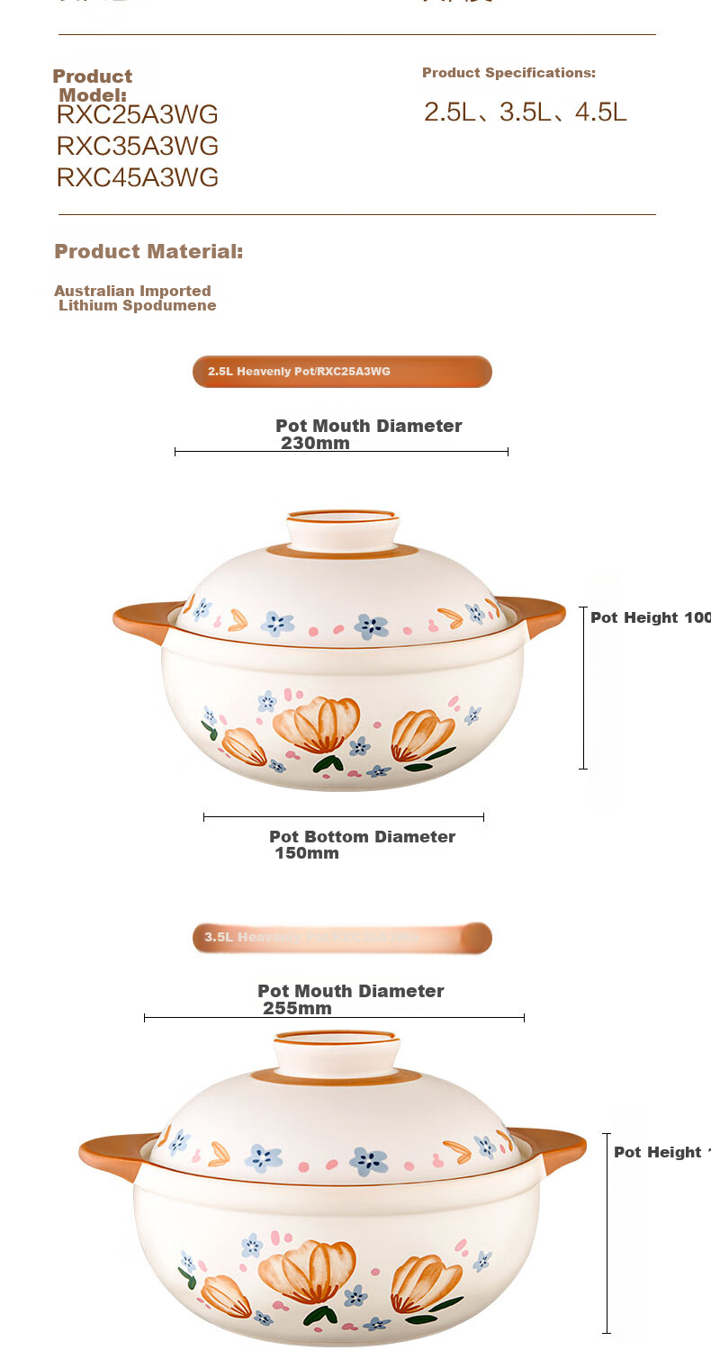 ASD Clay Pot Stew Pot 3.5L for Soup And Rice, Ceramic Pot for Chinese Medicine, Gas Stove Casserole 15