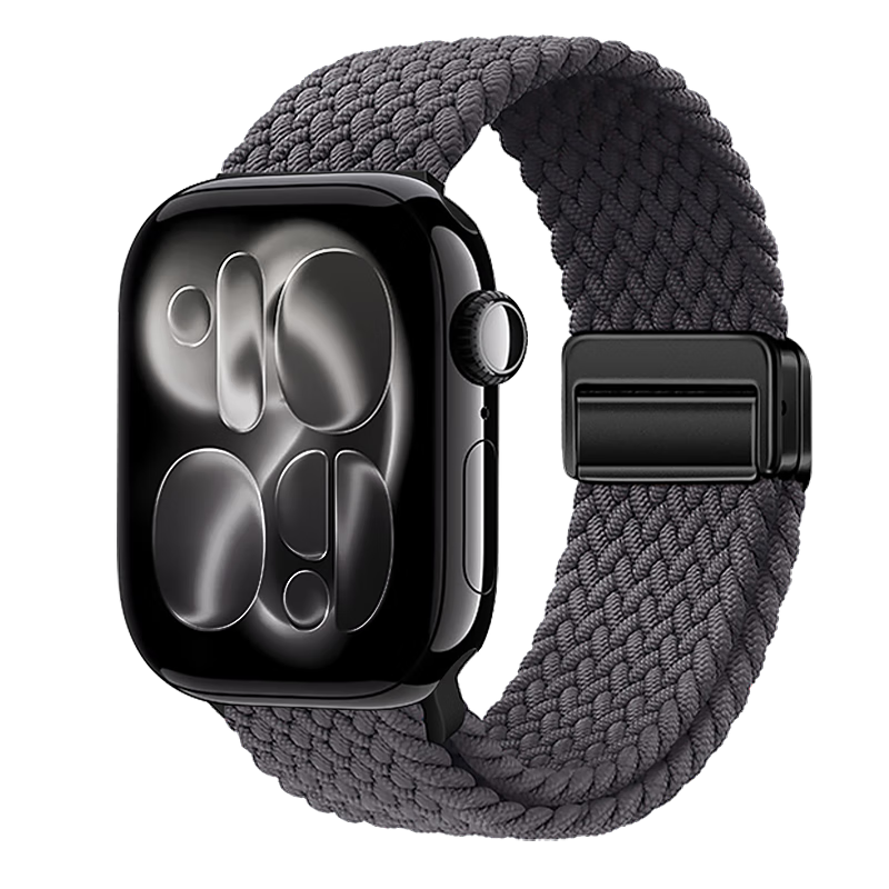 MSSM Compatible Apple Watch Band for Apple IWatch S12/11/10/9/Se3/Ultra4 Nylon Braided Loop Magnetic Strap [Space Gray] 44-49