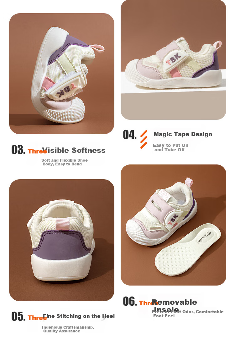 Tomberk Baby Walking Shoes Mesh Summer New Children's Functional Soft Sole Breathable Non-slip Mesh Shoes Pink Size 17 7