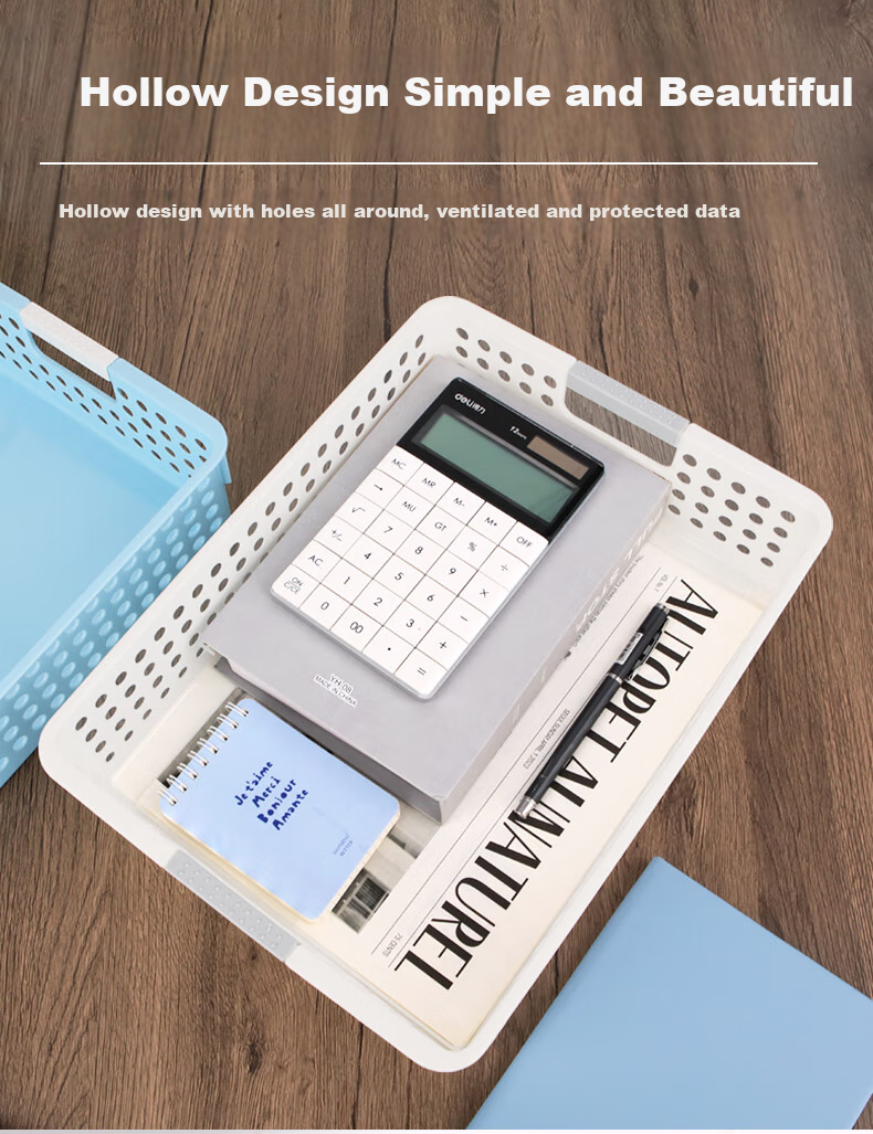 Youbili File Tray Document Basket Financial Record Organizer File Holder, Hollow Plastic Document Box Small Size, 1 Piece, 8901 Gree 2