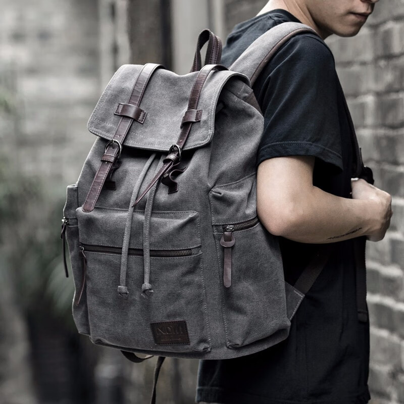 Fanzhe Canvas Casual Simple Backpack Men Korean Style Travel Bag Trendy High School Student Schoolbag