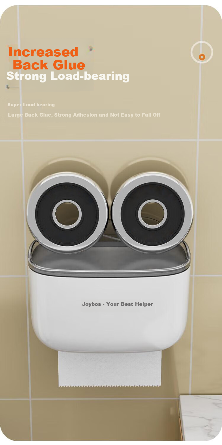 Jiabangshou Bathroom Toilet Paper Holder, No Drilling Required Wall-Mounted Paper Towel Dispenser, Toilet Paper Rack, Bathroom Storage Accessory, Tissue Box 5