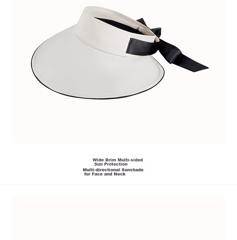 AJIDOU Women's White Sun Protection Hat, Visor Cap, Outdoor Travel Beach Wide-Brimmed Hat, Beige 4