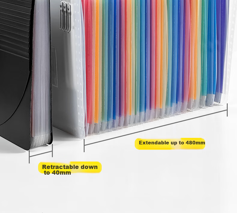 Sannianerban [Back to School Essential] Colorful 24-Grid File Folder Exam Paper Storage Bag, Large Capacity Accordion File, Expandable Document Organizer, Receipt And Document Storage Folder, Transparent 4