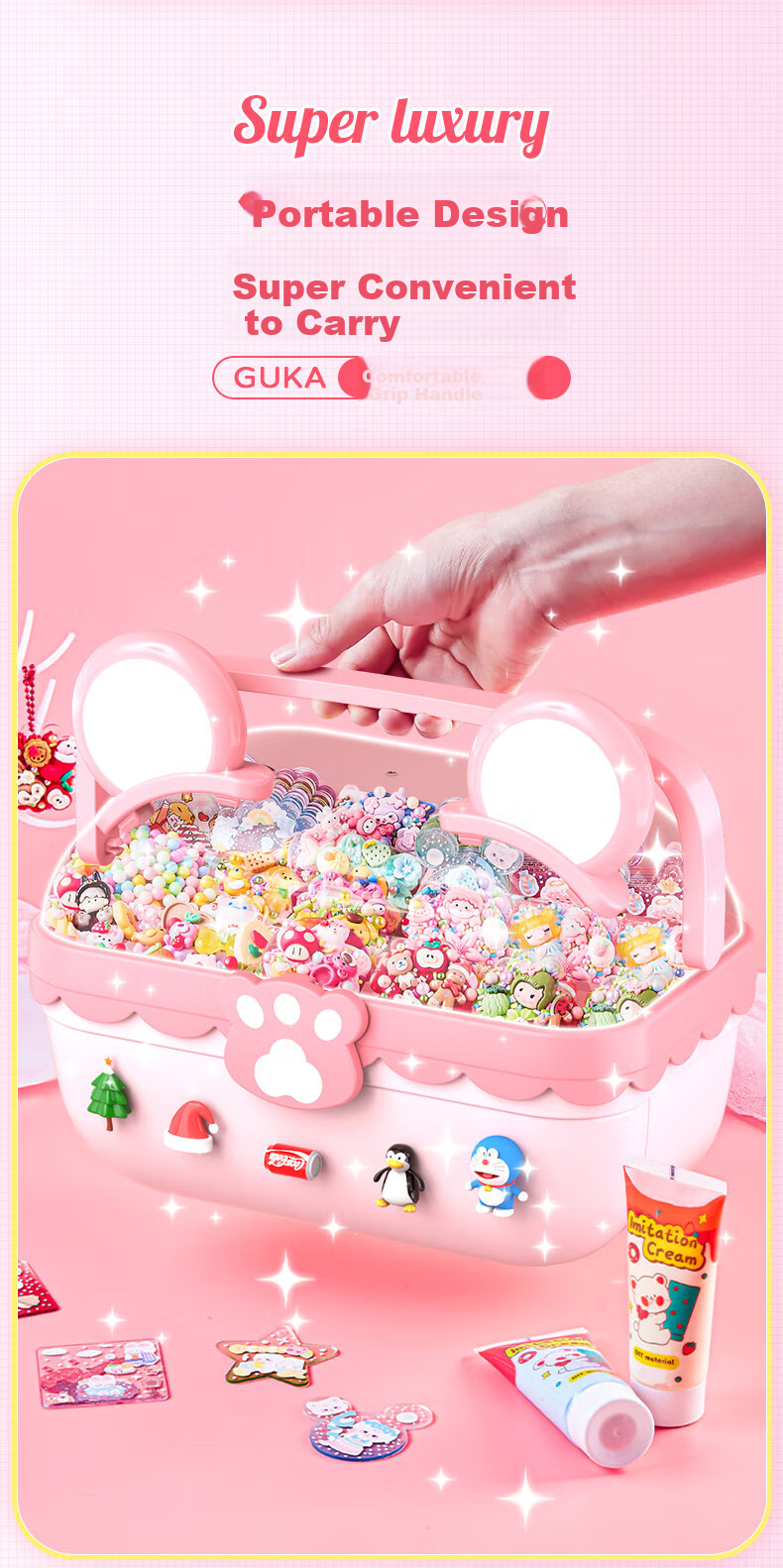 BEIBITONGHUA Sand Art Brick Guka Cream Glue Complete Tool Set, Toy for Girls, Birthday Gift, DIY Handmade Sticker Painting 2