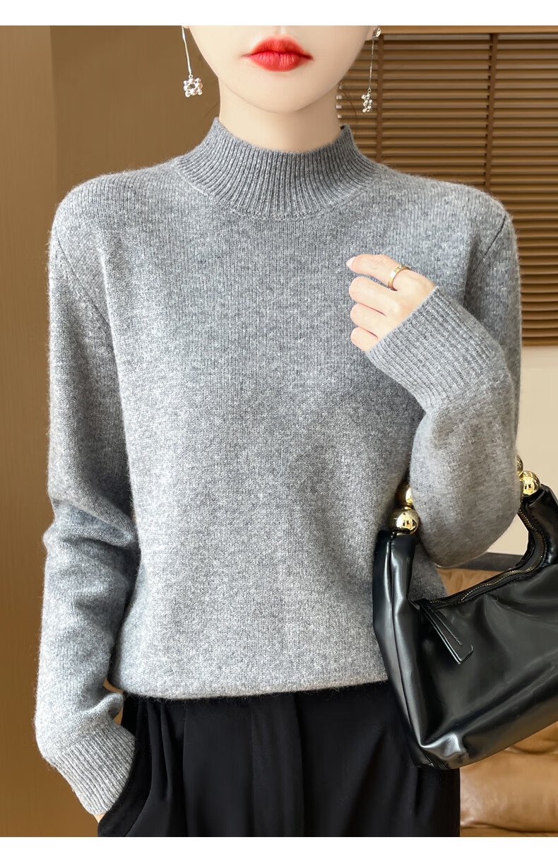 Miiow Women's Half Turtleneck Knit Sweater Autumn Winter Loose Base Layer Stylish Top 2025 New 16