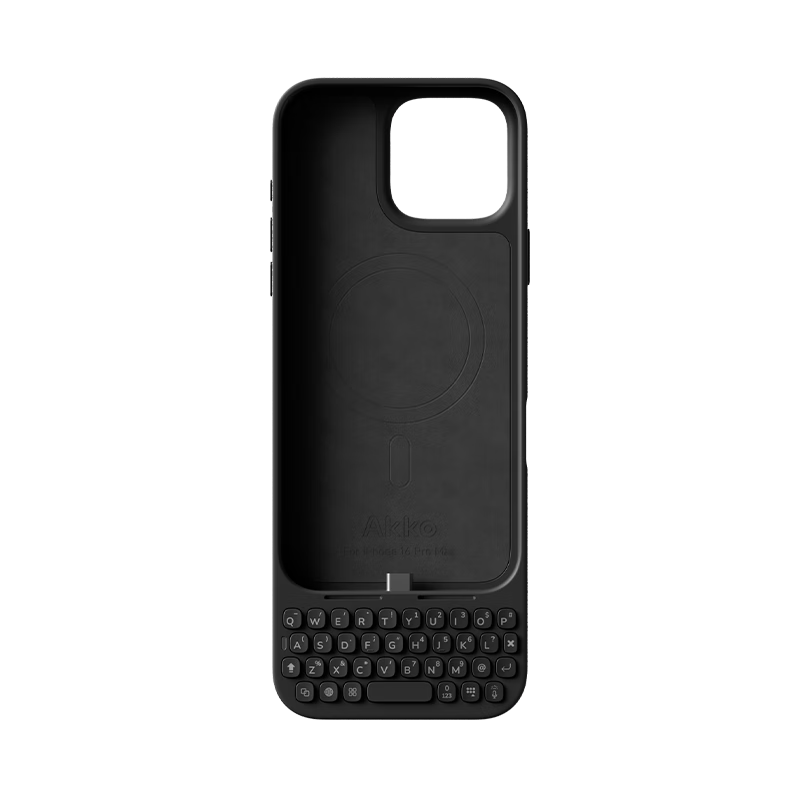 AKKO MetaKey Apple iPhone 16 Pro Max Phone Keyboard Clip-On Case External Physical Keyboard BlackBerry Feel Magnetic Black Black