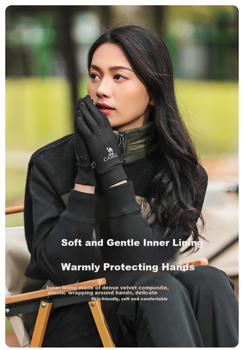 CAMEL Running Gloves for Women, Outdoor Sports Touchscreen Gloves for Men, Non-Slip Thin Fleece-Lined Warm Gloves 1T32264472 Carbon Gray L 3