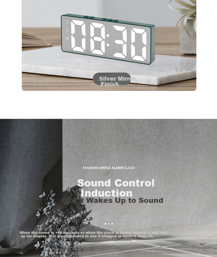 Compas Creative LED Large Screen Clock, Luminous Electronic Alarm Clock for Living Room, Bedroom, Desk, Student Alarm Clock, 810 Black Back-To Seaso 5