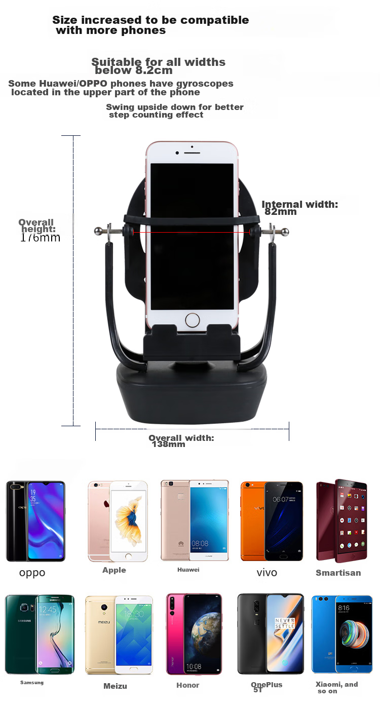 Banzheni Mobile Phone-Specific High-Speed Rechargeable Wristband Watch, Pedometer, Shaker Bracelet, Portable Silent Automatic Jogging Device, Step Counter, Sports WeChat Step Tracker - Upgraded Versio 6