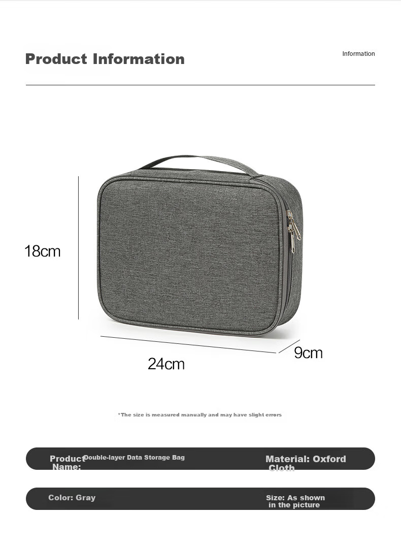 Youjialiangpin Data Cable Storage Pouch, Portable for Travel, Oxford Fabric, Double-Layer Design, Dust-Proof And Waterproof 11