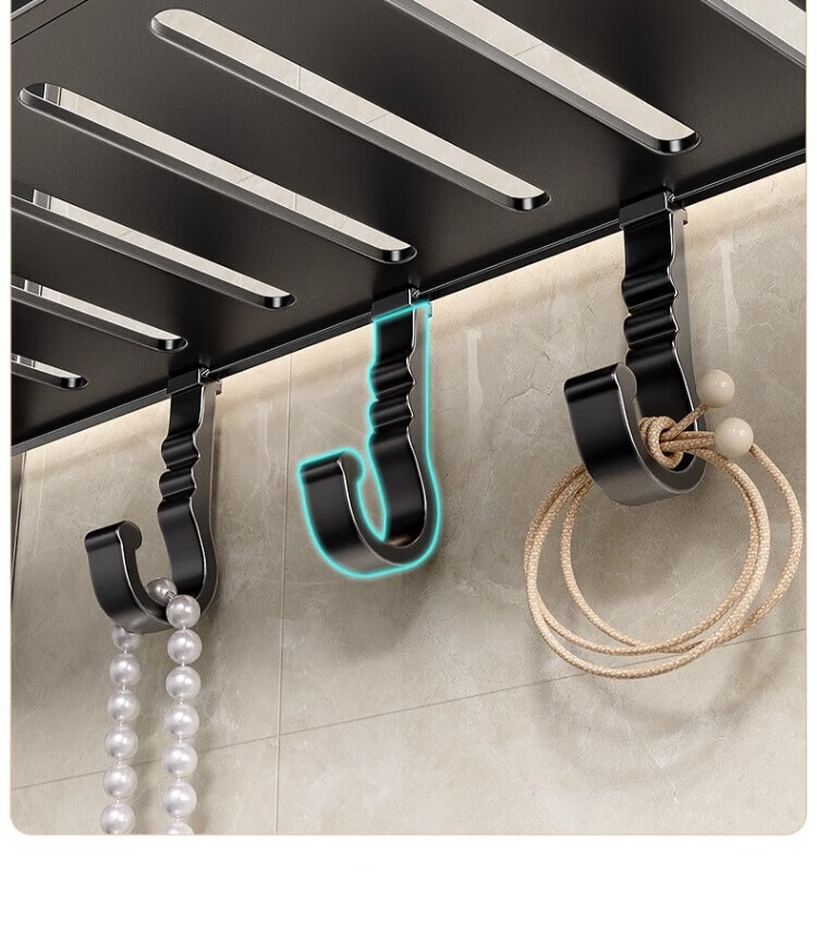 Jiabangshou Bathroom Storage Rack, No Drilling Required, Towel Rack, Bathroom Accessories Organizer, Space Aluminum Wall-Mounted Towel Rack - 2 Layers 12