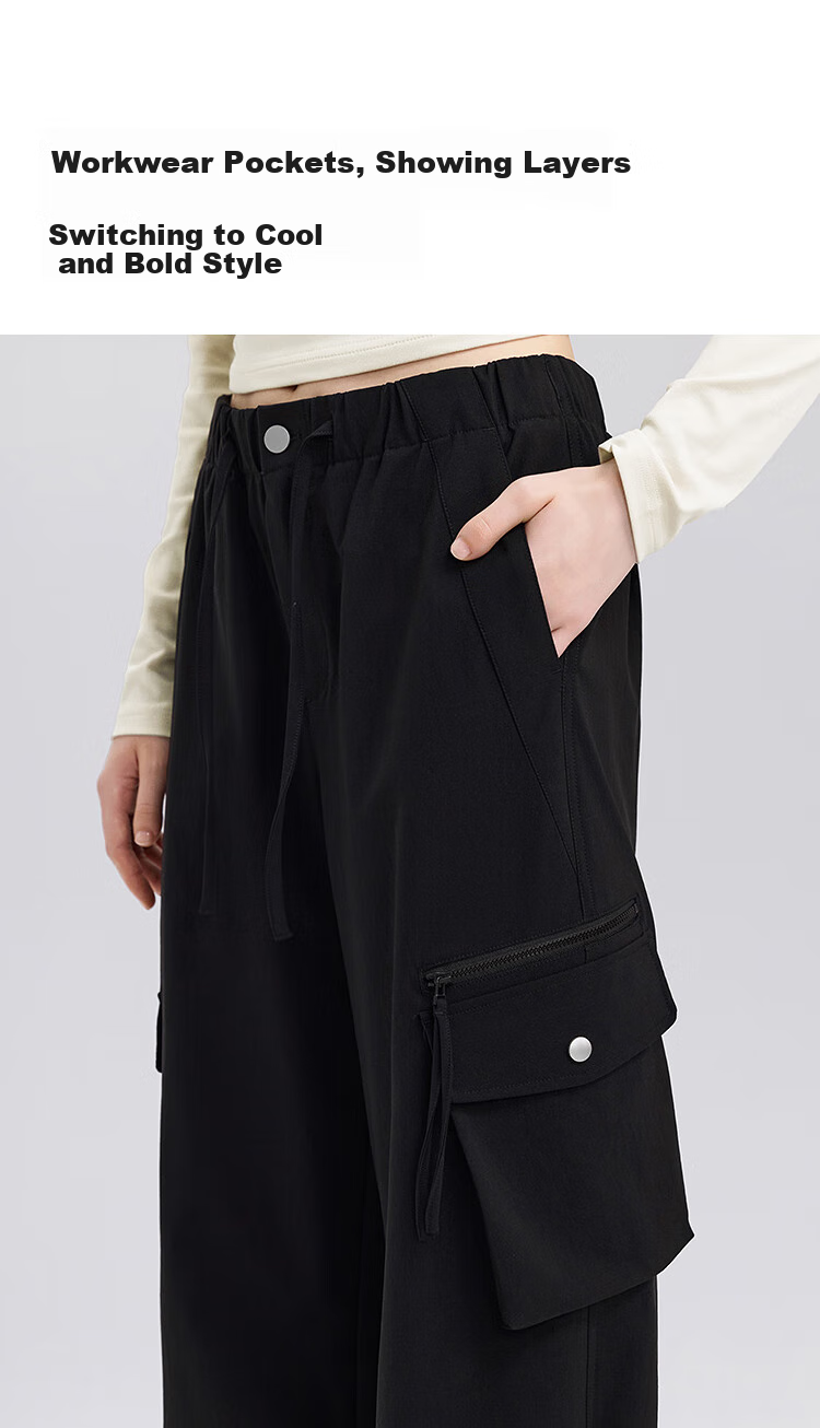 Semir Women's Casual Pants with Elastic Waist, Textured Fabric, Loose Wide-Leg Drawstring Trousers for Spring Season 101125127016A 5