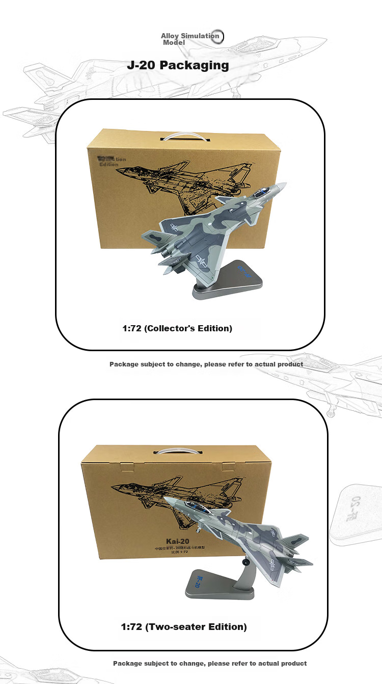 Feiyun J-20 Aircraft Model Realistic Alloy J-20 Fighter Jet Aviation Model Display Ornament Veteran Commemorative Collection 1