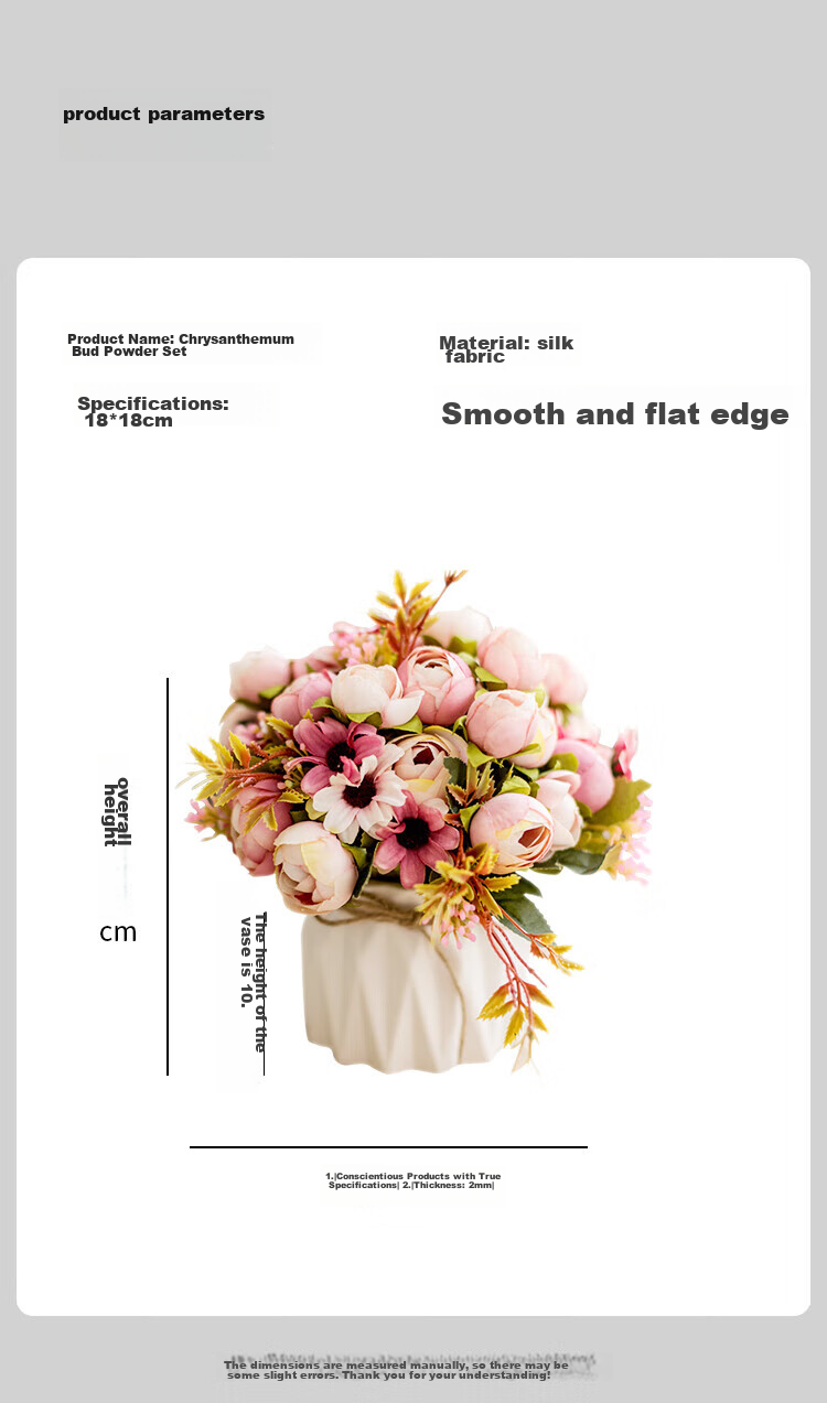 SUGER LOVE Nordic Style Artificial Flower Arrangement Set with Plastic Flowers and Ceramic Vase Pink for Living Room Dining Table Decoration 6
