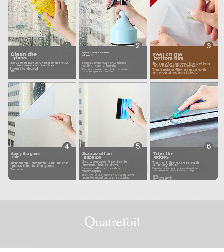 Quatrefoil Glass Film, Pure Frosted, Widened to 120*200cm, Static Cling, No Glue, Bathroom Window And Door Film 18