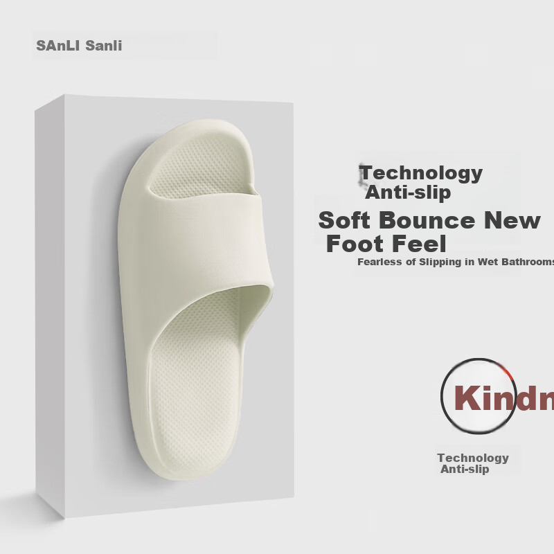 Sanli Home Non-Slip Slippers, Bathroom Quiet Indoor And Outdoor Women's Soft Cushion Slippers for Men, New Style, Light Green, Size 36-37