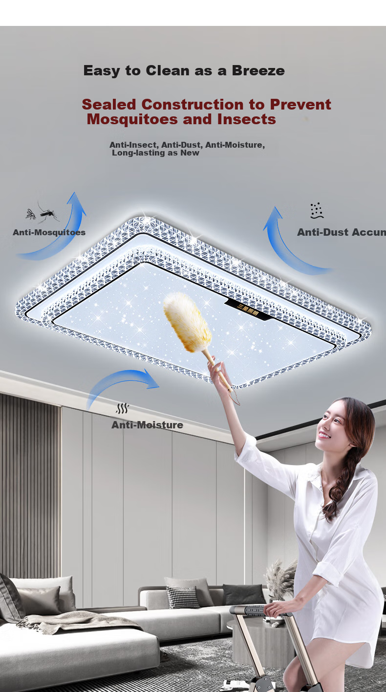Sanxingzhaoming Anti-Blue Light American Pure Eye Protection Ceiling Light for Bedroom, Simple Luxury Crystal Smart Light for Master Bedroom And Secondary Bedroom 15