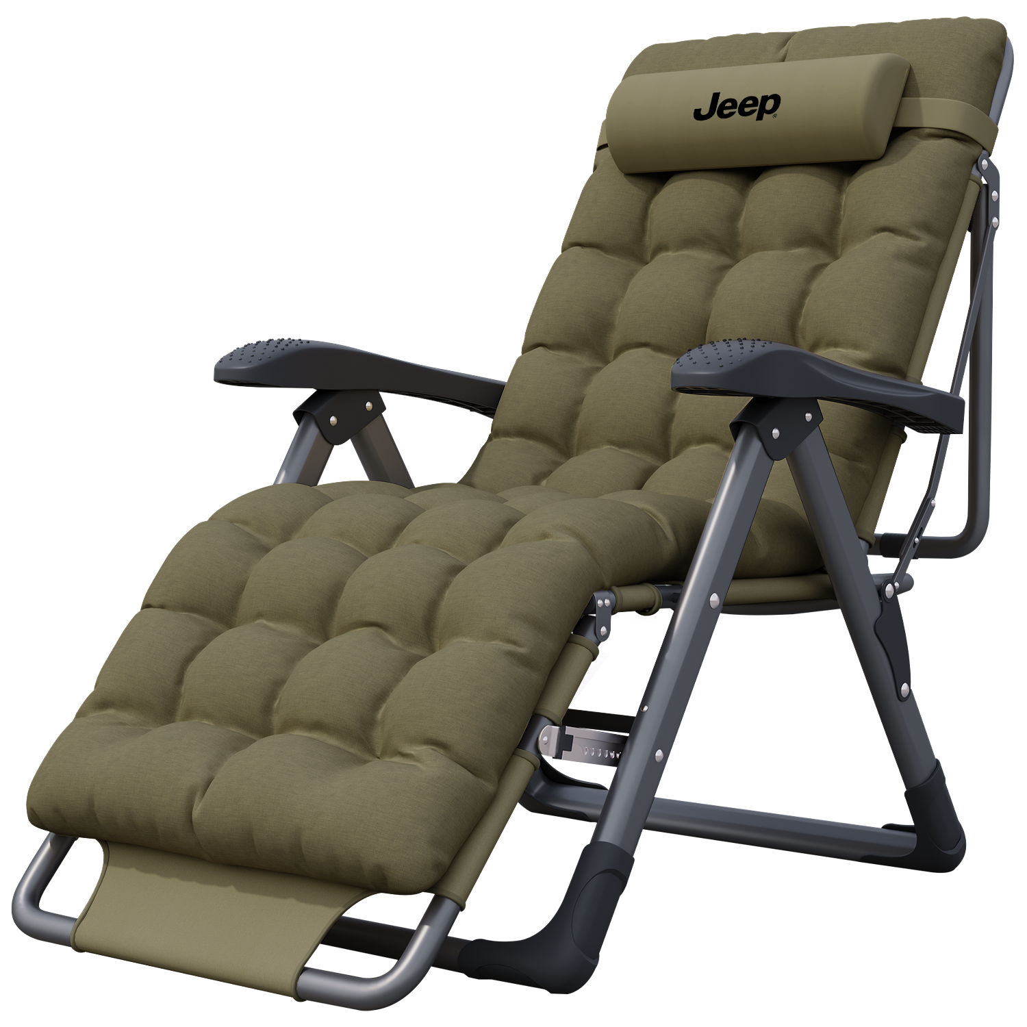 JEEP Folding Bed Recliner Office Nap Bed Single Nap Chair Care Bed Folding Chair Military Cot Thickened Cotton Pad