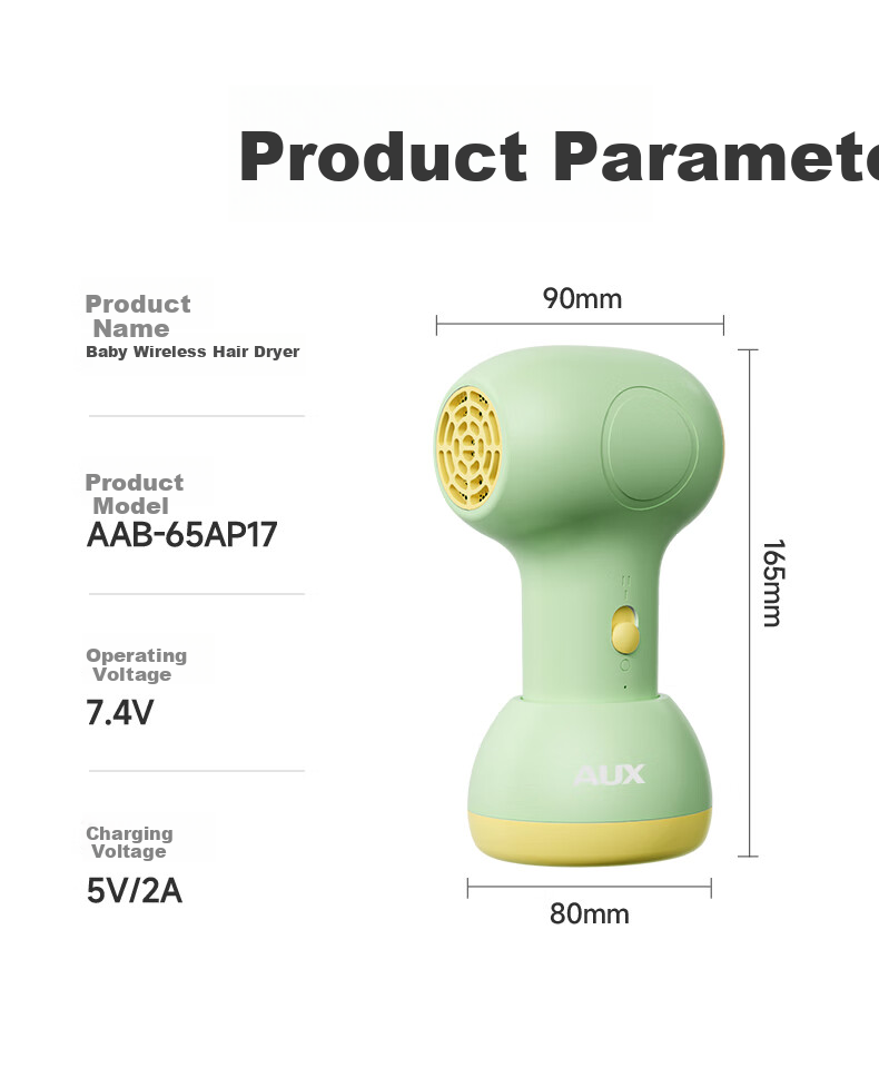 AUX Infant Hair Dryer for Red Bottoms, Wireless Rechargeable Newborn Baby Hair Care Low Radiation Constant Temperature Low Noise Gentle Wind Portable Maternity Hair Dryer Full Moon Gift 25